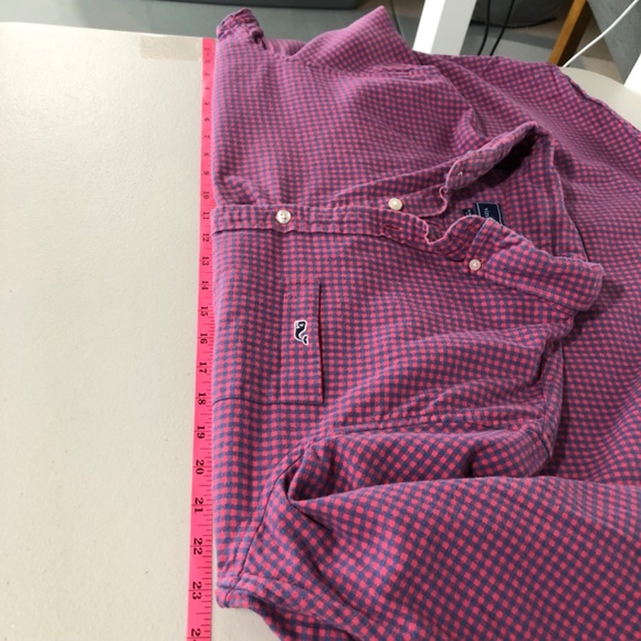 Vineyard Vines Mens Slim Fit Tucker Shirt Size Large Gingham Pink Button Front - Picture 9 of 12